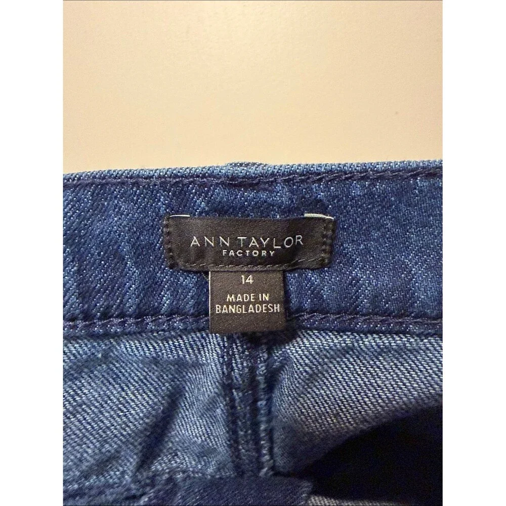 Ann Taylor Factory Wide Leg High Rise Pant 100% Cotton Soft Casual Size 14
